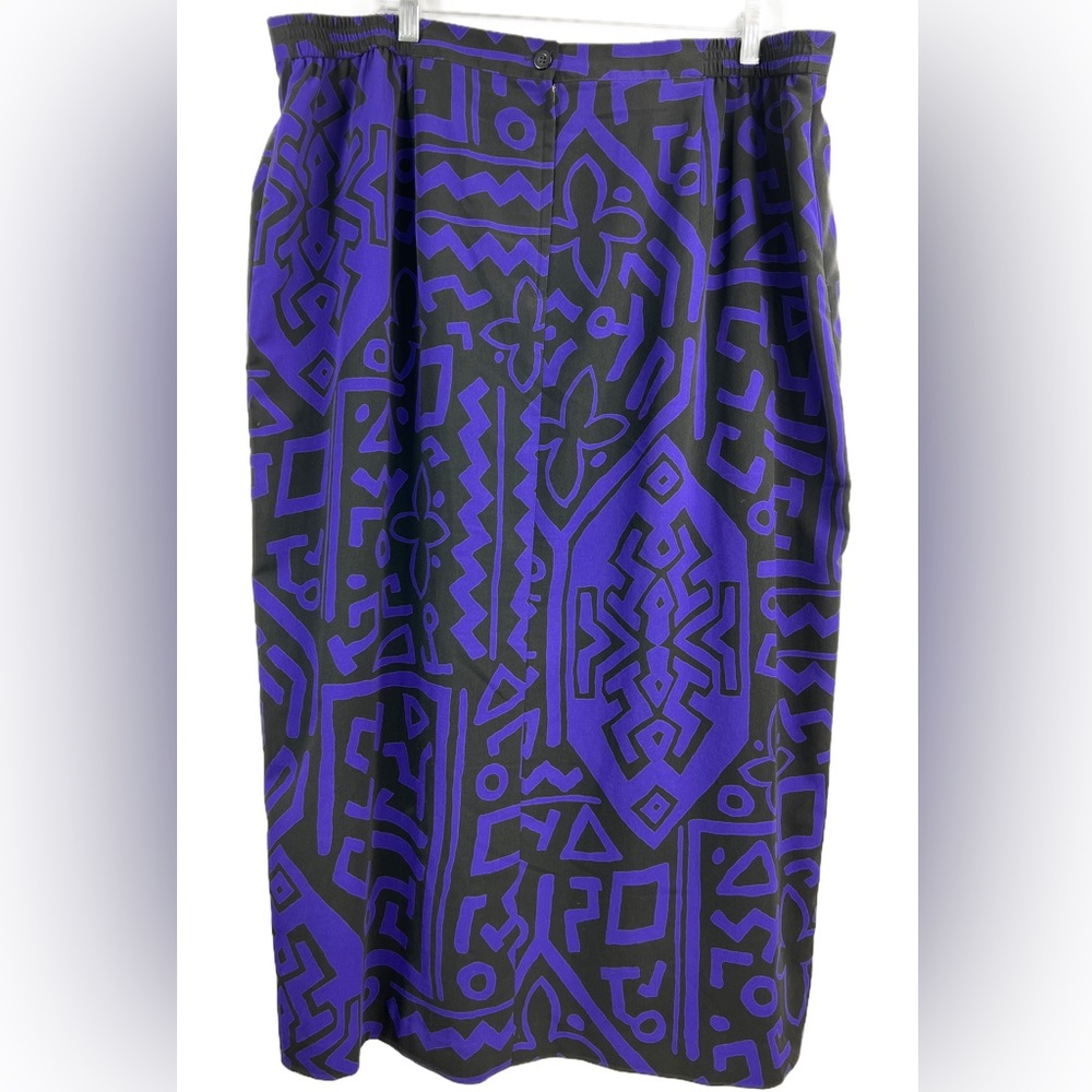 90s Vintage Joan Leslie Maxi Long Skirt PURPLE BLACK Color Size 20W - Picture 2 of 7